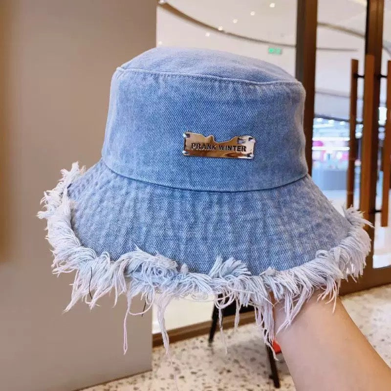 Denim Bucket Hats Y2K Tassel Cap Aesthetic Sun Protection Unisex Wide Brim Fisherman Hat Slouchy Style for Casual Outfit Accessories