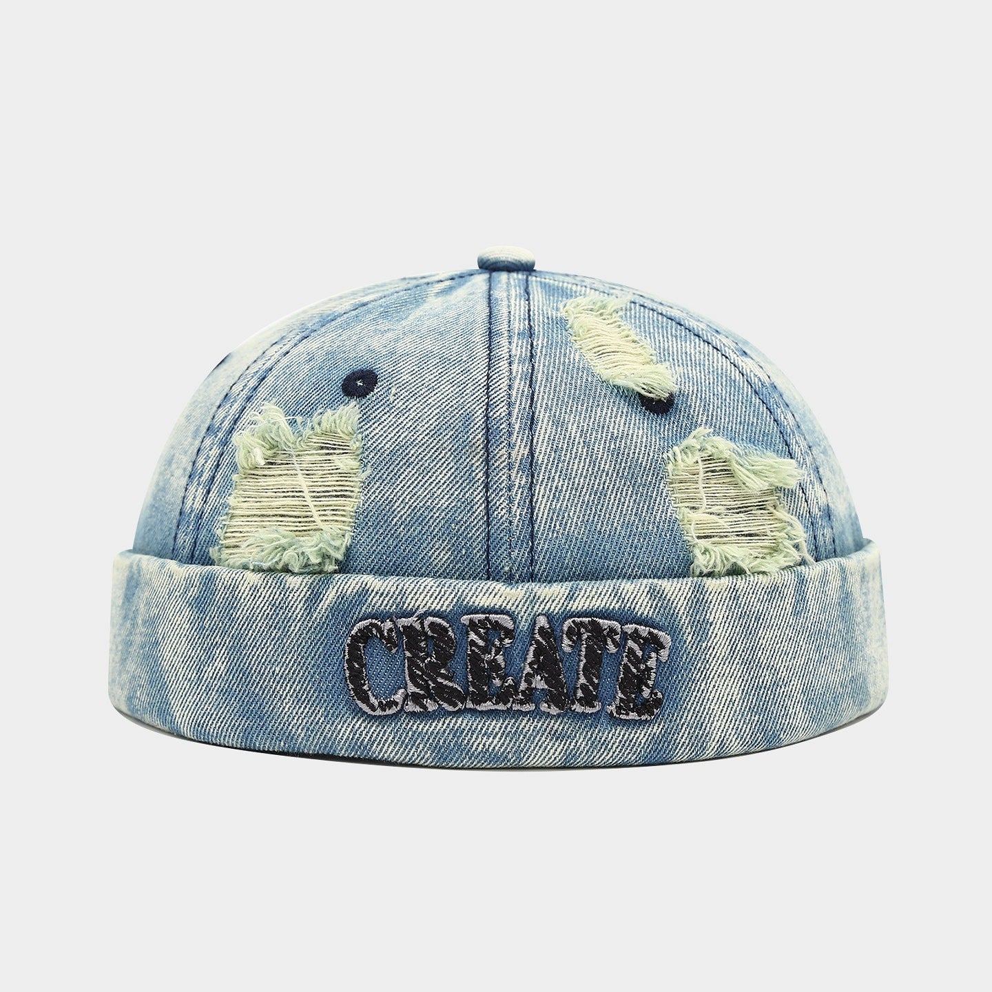 90s Vintage Distressed Brimless Hat - Adjustable Washed Cotton Casual Cap, Hip Hop Sailor Landlord Beret Styles, Trucker Green Viral Fashion Accessory for Men, Teens, 90S Vintage Hats, Brimless Hats
