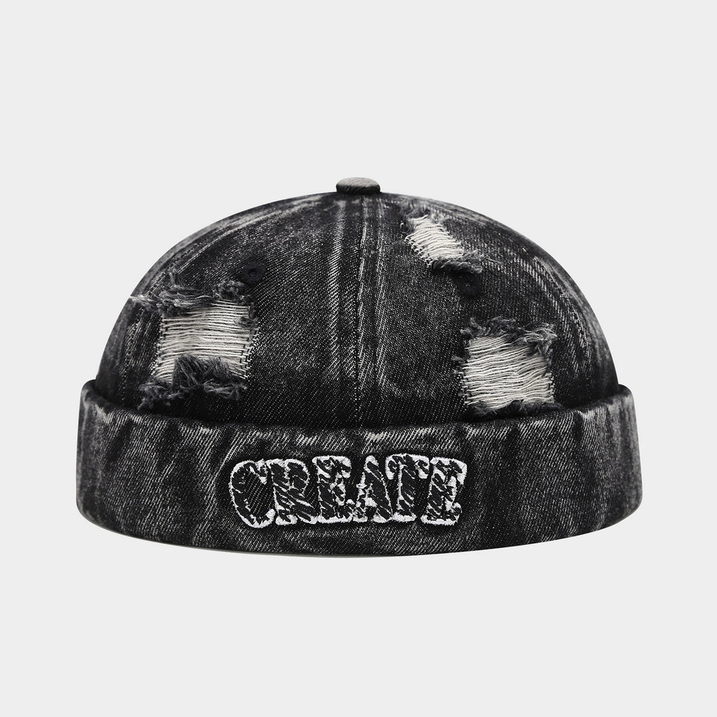 90s Vintage Distressed Brimless Hat - Adjustable Washed Cotton Casual Cap, Hip Hop Sailor Landlord Beret Styles, Trucker Green Viral Fashion Accessory for Men, Teens, 90S Vintage Hats, Brimless Hats