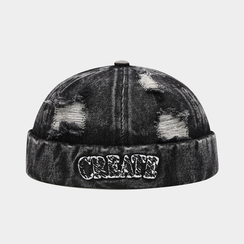 90s Vintage Distressed Brimless Hat - Adjustable Washed Cotton Casual Cap, Hip Hop Sailor Landlord Beret Styles, Trucker Green Viral Fashion Accessory for Men, Teens, 90S Vintage Hats, Brimless Hats
