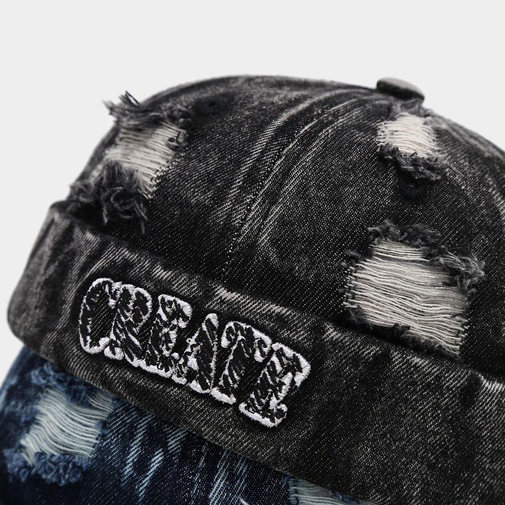 90s Vintage Distressed Brimless Hat - Adjustable Washed Cotton Casual Cap, Hip Hop Sailor Landlord Beret Styles, Trucker Green Viral Fashion Accessory for Men, Teens, 90S Vintage Hats, Brimless Hats