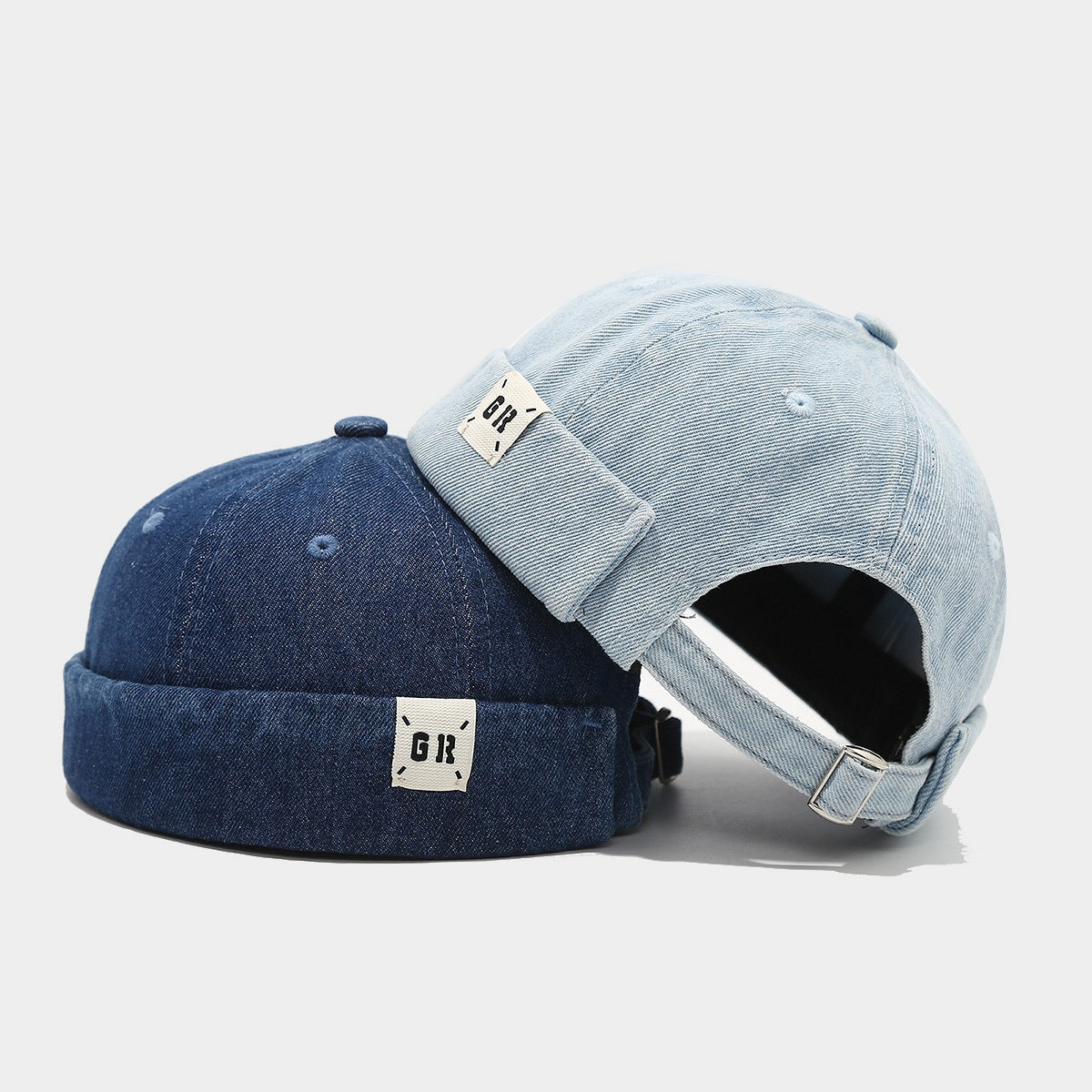 Men's Brimless Docker Cap with Curling Cuffs & Skeleton Design Navy Country-Style Cloth Adjustable Accessory for Sleeping & Various Occasions One Size Fits All with Wider Sweatband
