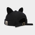 Women's Cat Ear Brimless Docker Bucket Hat, Hats for Women, Adjustable Strap, Breathable Cotton Blend, Unisex Casual Lettered, Trendy Hipster Style, Machine Washable