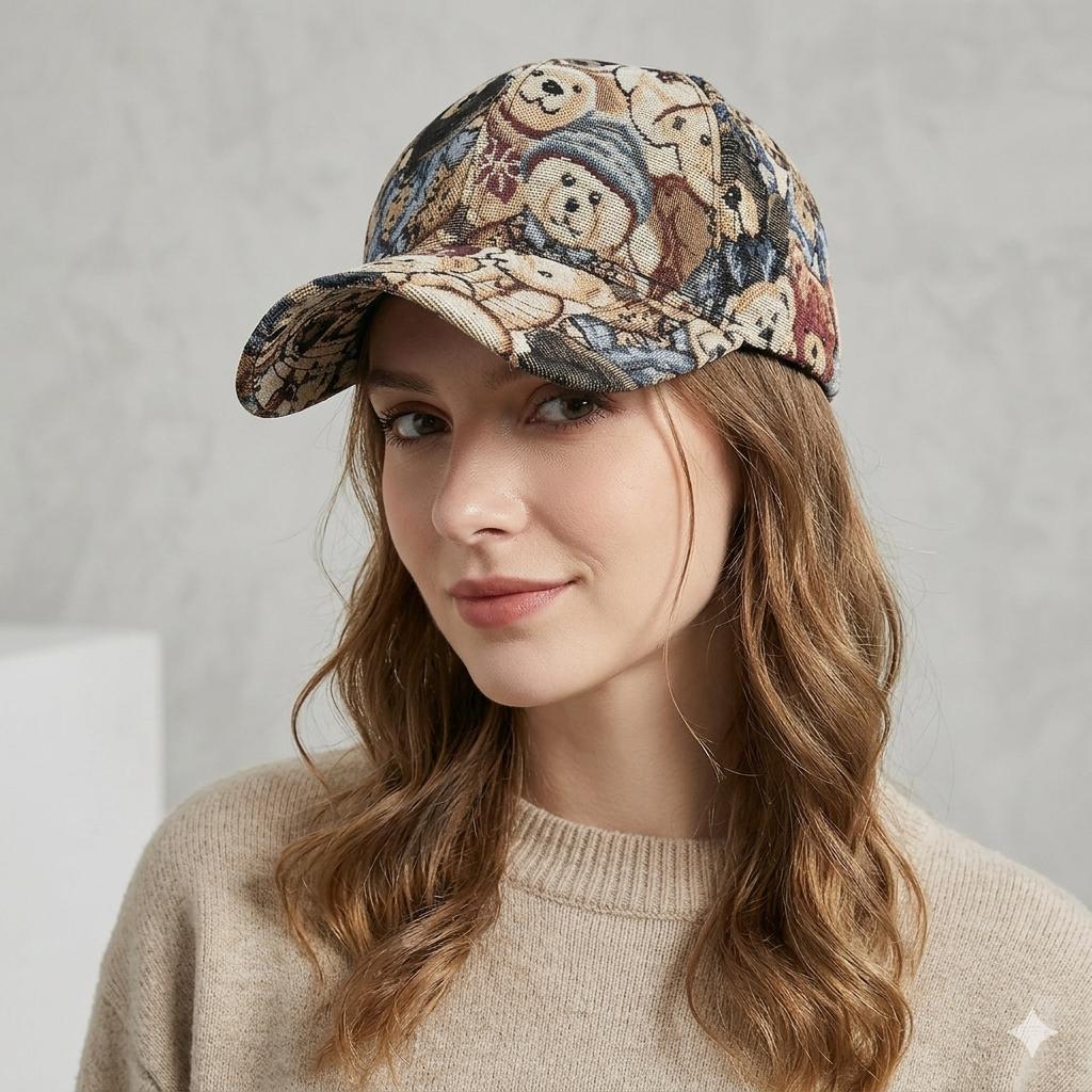 Retro Bear Woven Hat: Y2K millennium trend is back—put it on and you’ll be a street focal point! Y2K #Retro Outfit #Street Style #OOTD