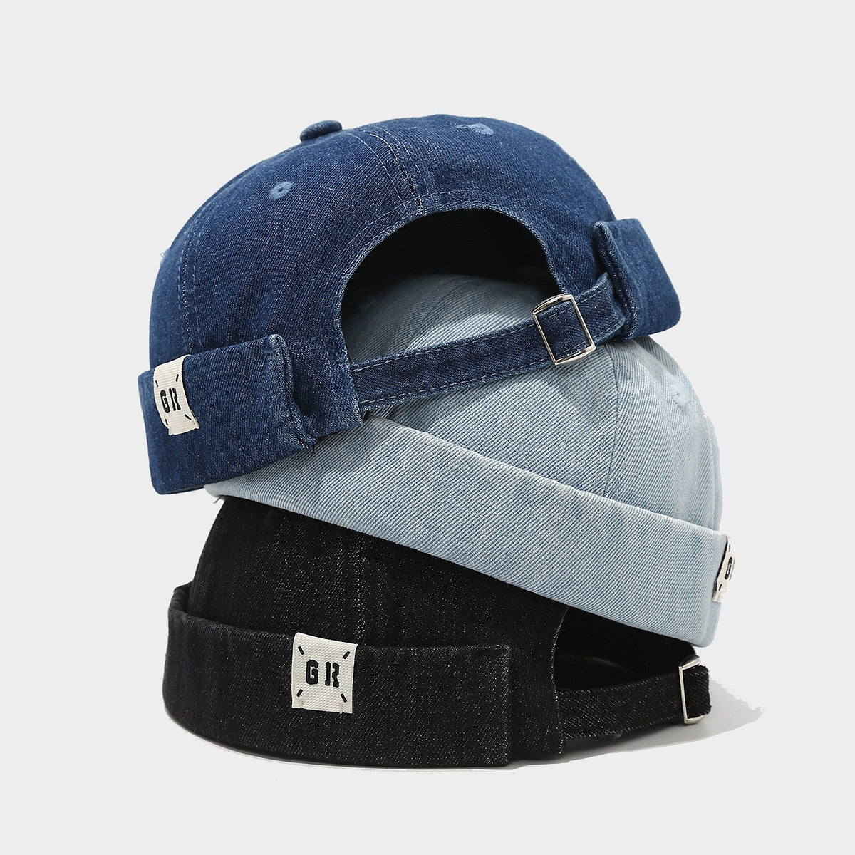 Men's Brimless Docker Cap with Curling Cuffs & Skeleton Design Navy Country-Style Cloth Adjustable Accessory for Sleeping & Various Occasions One Size Fits All with Wider Sweatband