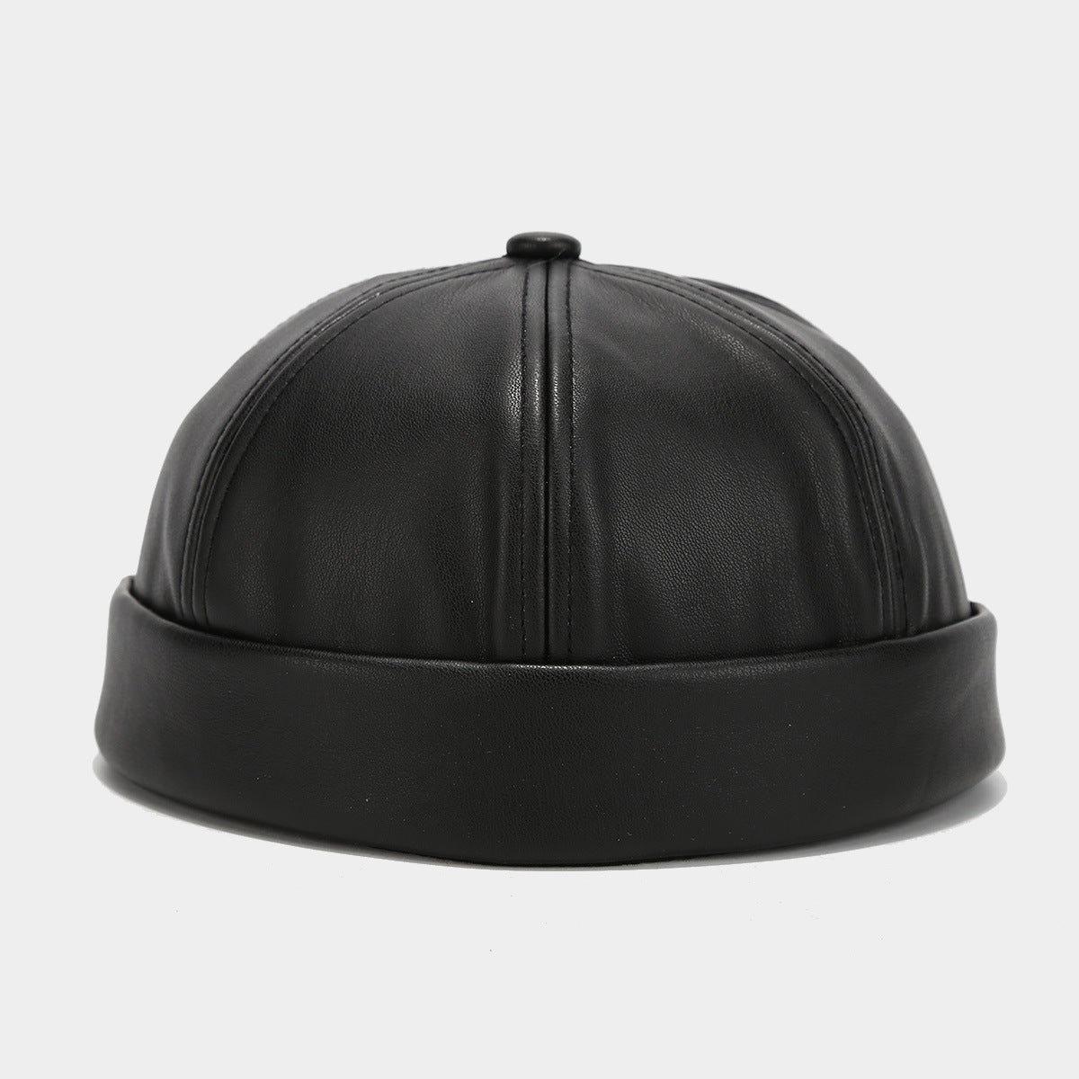 Men's Vintage Plain Sheepskin Skull Beanie Baseball Cap - Unisex Brimless, Slim-Fit Lightweight Round Design, Rolled Cuffs, Adjustable Snapback, All-Weather, Hand Wash Only