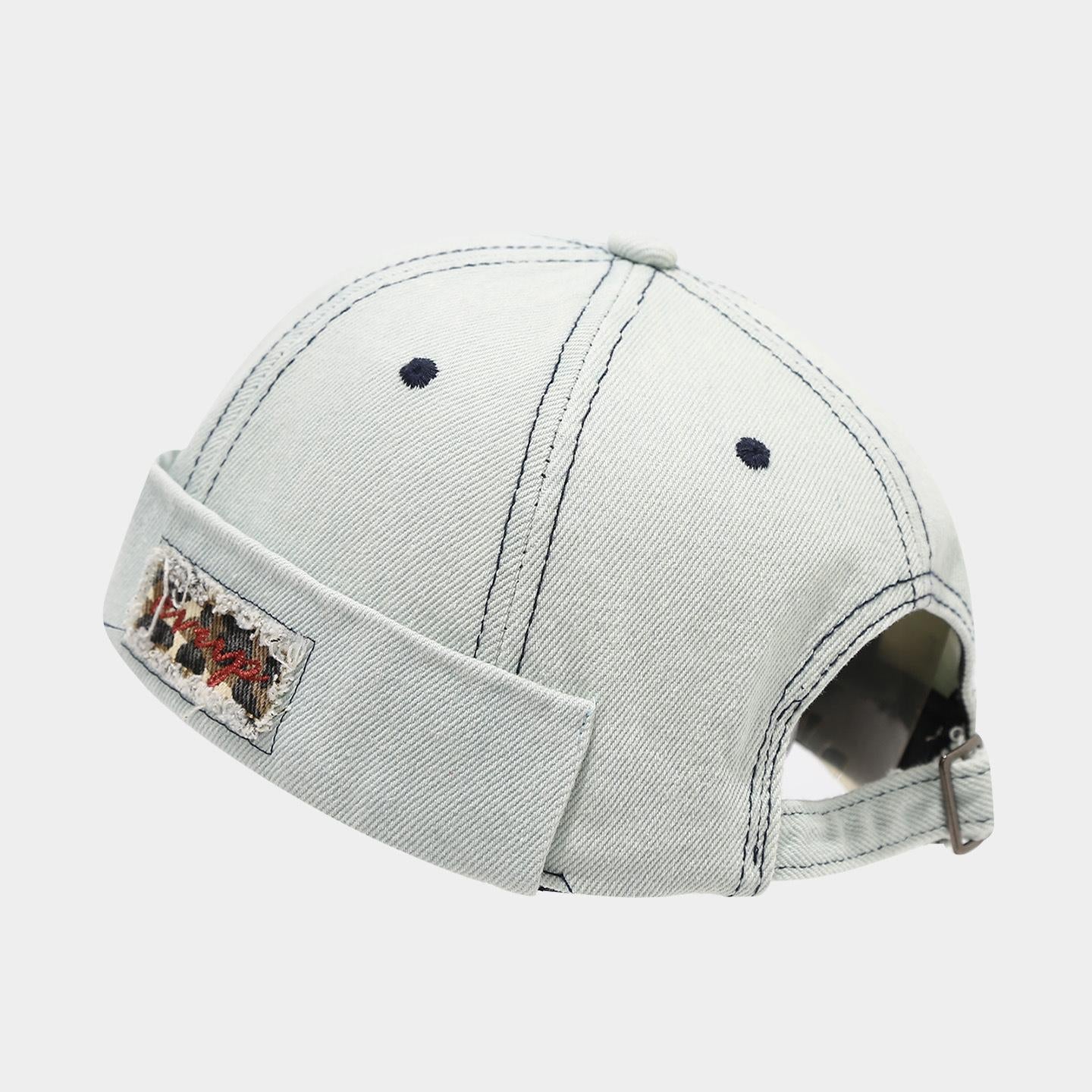 Men's Vintage Rimless Knitted Sailor Hat - Premium Washed Cotton, All-Day Comfort, Denim-Infused Radiant Glamour, Male Worker Skull Hat