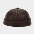 Men's Vintage Plain Sheepskin Skull Beanie Baseball Cap - Unisex Brimless, Slim-Fit Lightweight Round Design, Rolled Cuffs, Adjustable Snapback, All-Weather, Hand Wash Only