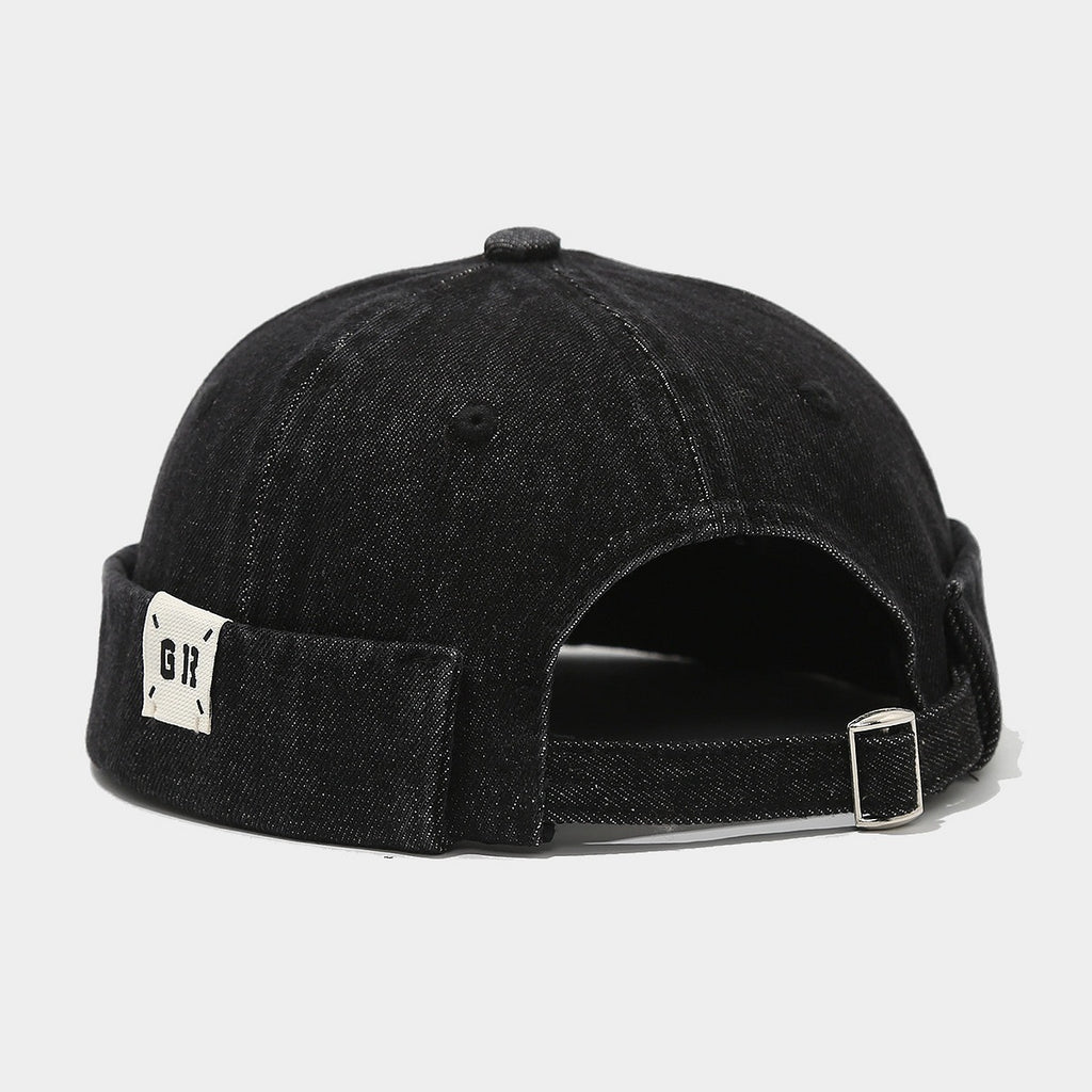 Men's Brimless Docker Cap with Curling Cuffs & Skeleton Design Navy Country-Style Cloth Adjustable Accessory for Sleeping & Various Occasions One Size Fits All with Wider Sweatband