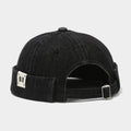 Men's Brimless Docker Cap with Curling Cuffs & Skeleton Design Navy Country-Style Cloth Adjustable Accessory for Sleeping & Various Occasions One Size Fits All with Wider Sweatband