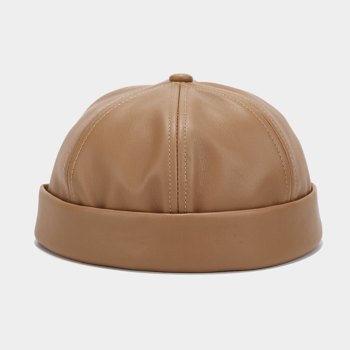 Men's Vintage Plain Sheepskin Skull Beanie Baseball Cap - Unisex Brimless, Slim-Fit Lightweight Round Design, Rolled Cuffs, Adjustable Snapback, All-Weather, Hand Wash Only