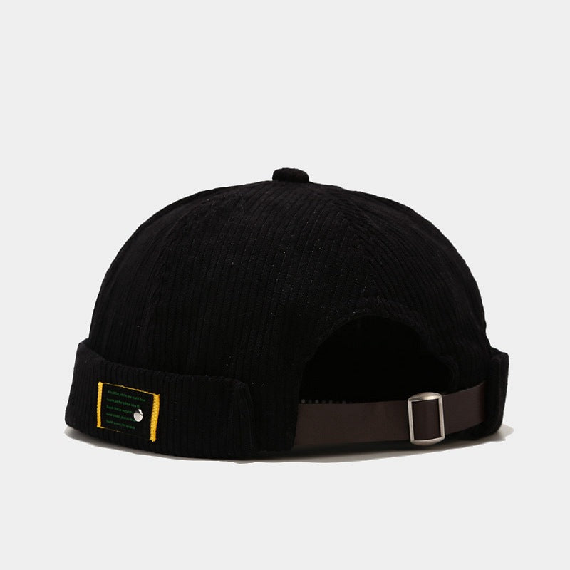 Mens Womens Corduroy Brimless Skullcap Sailor Cap Rolled Cuff Retro Beanie Hat Adjustable Foldable Lightweight Vintage Design Casual Hat