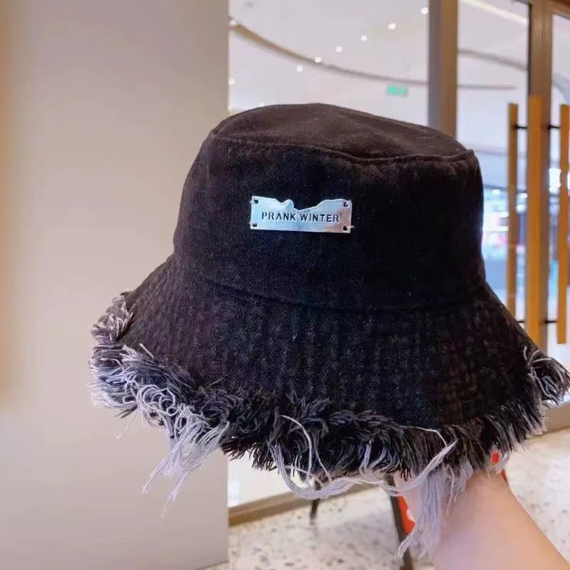 Denim Bucket Hats Y2K Tassel Cap Aesthetic Sun Protection Unisex Wide Brim Fisherman Hat Slouchy Style for Casual Outfit Accessories